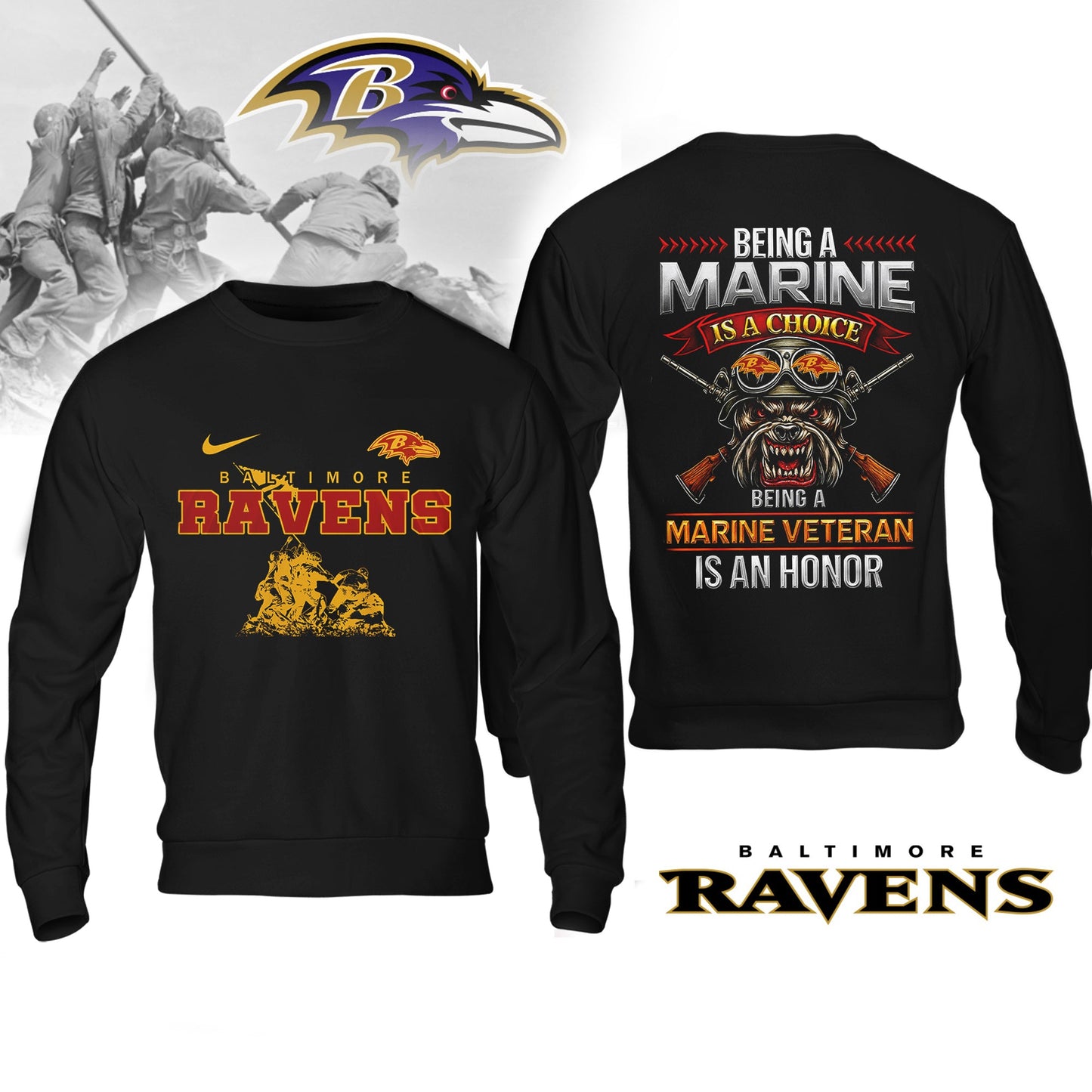Premium NFL BAL Marine Veteran Shirt V2 NMD NHM