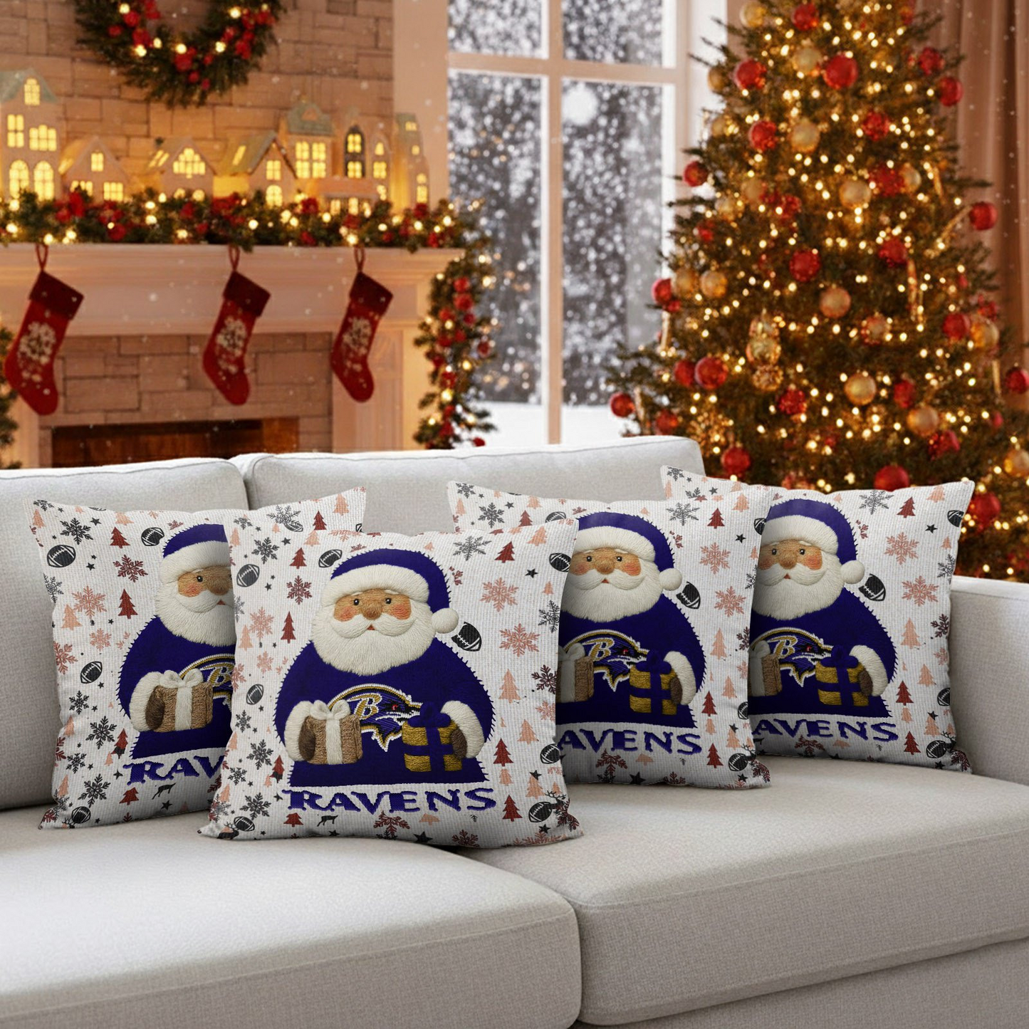 Premium NFL BAL Santa Christmas Pillow V1 NMD TTV