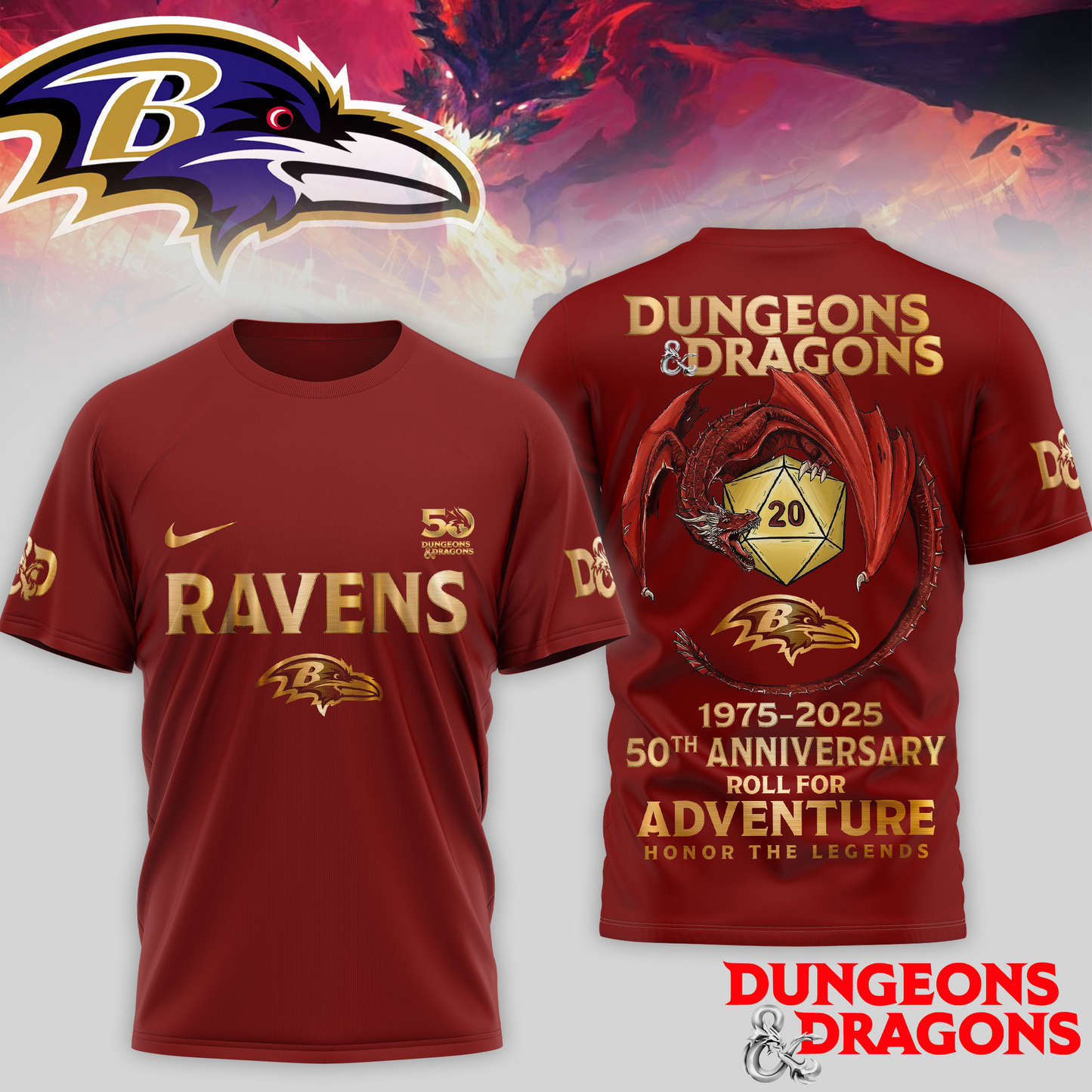Premium NFL BAL x Dungeons And Dragons 50th Anniversary Shirt V15 NMD TTV