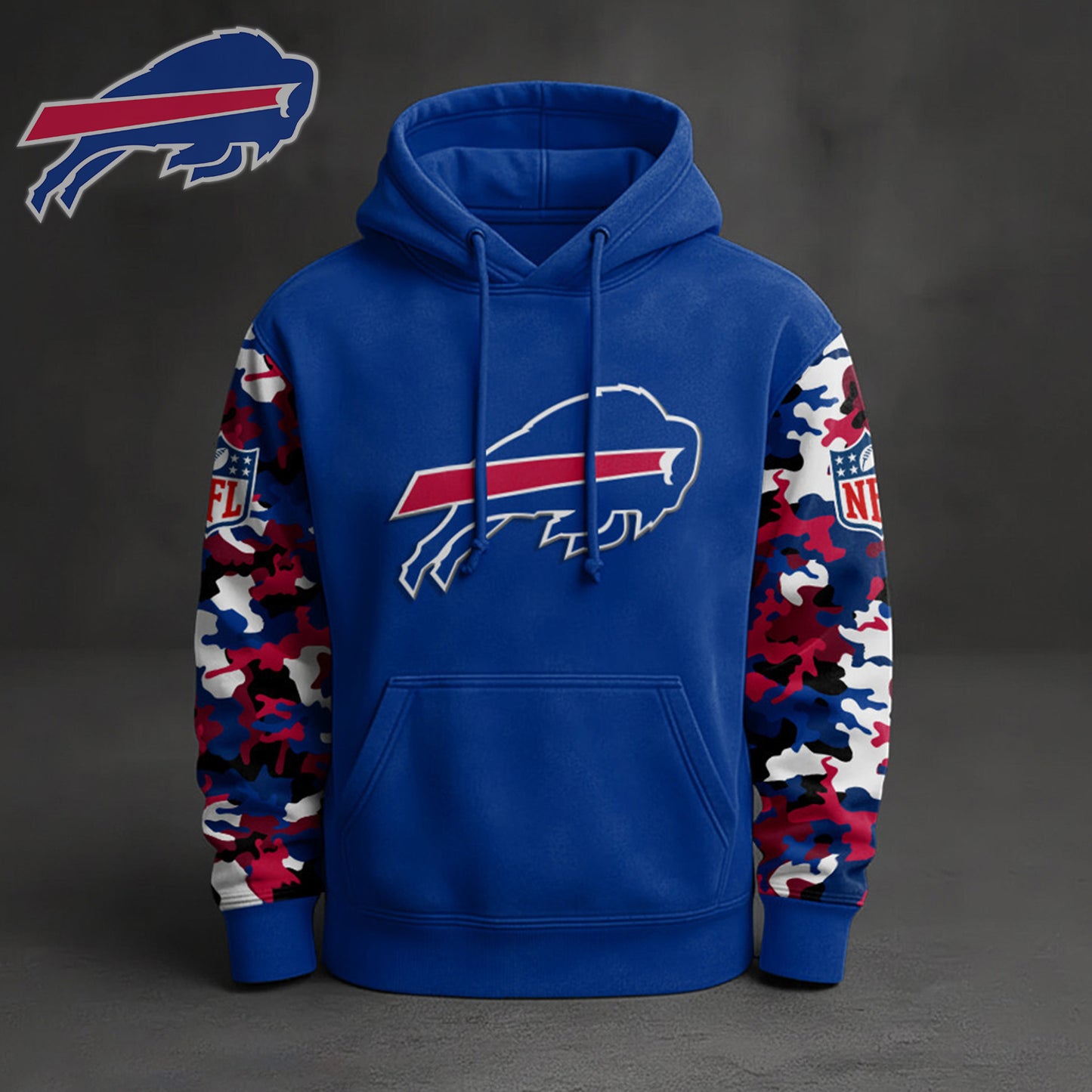 Premium NFL BUF Camo Arm Pullover Hoodie V1 NMD NHM