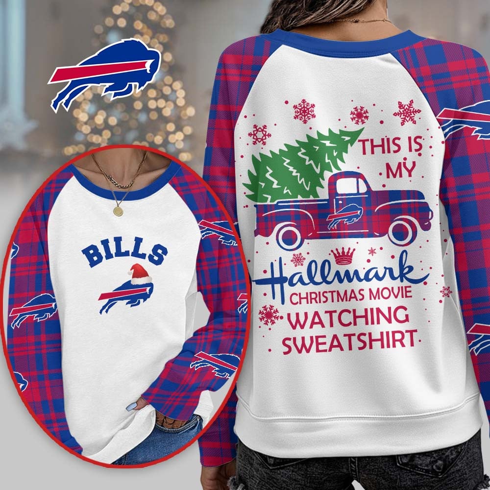 Premium NFL BUF Cozy Round Neck Raglan Sleeve Sweatshirt V1 NMD NHM