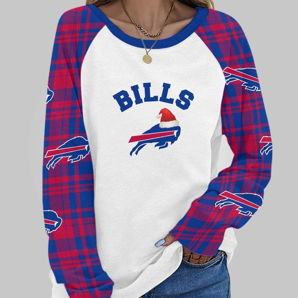 Premium NFL BUF Cozy Round Neck Raglan Sleeve Sweatshirt V1 NMD NHM