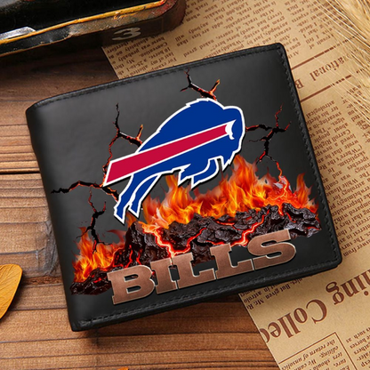 Premium NFL BUF Cracked Fire Leather Wallet V1 NMD TTV