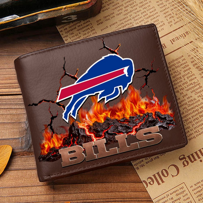 Premium NFL BUF Cracked Fire Leather Wallet V1 NMD TTV