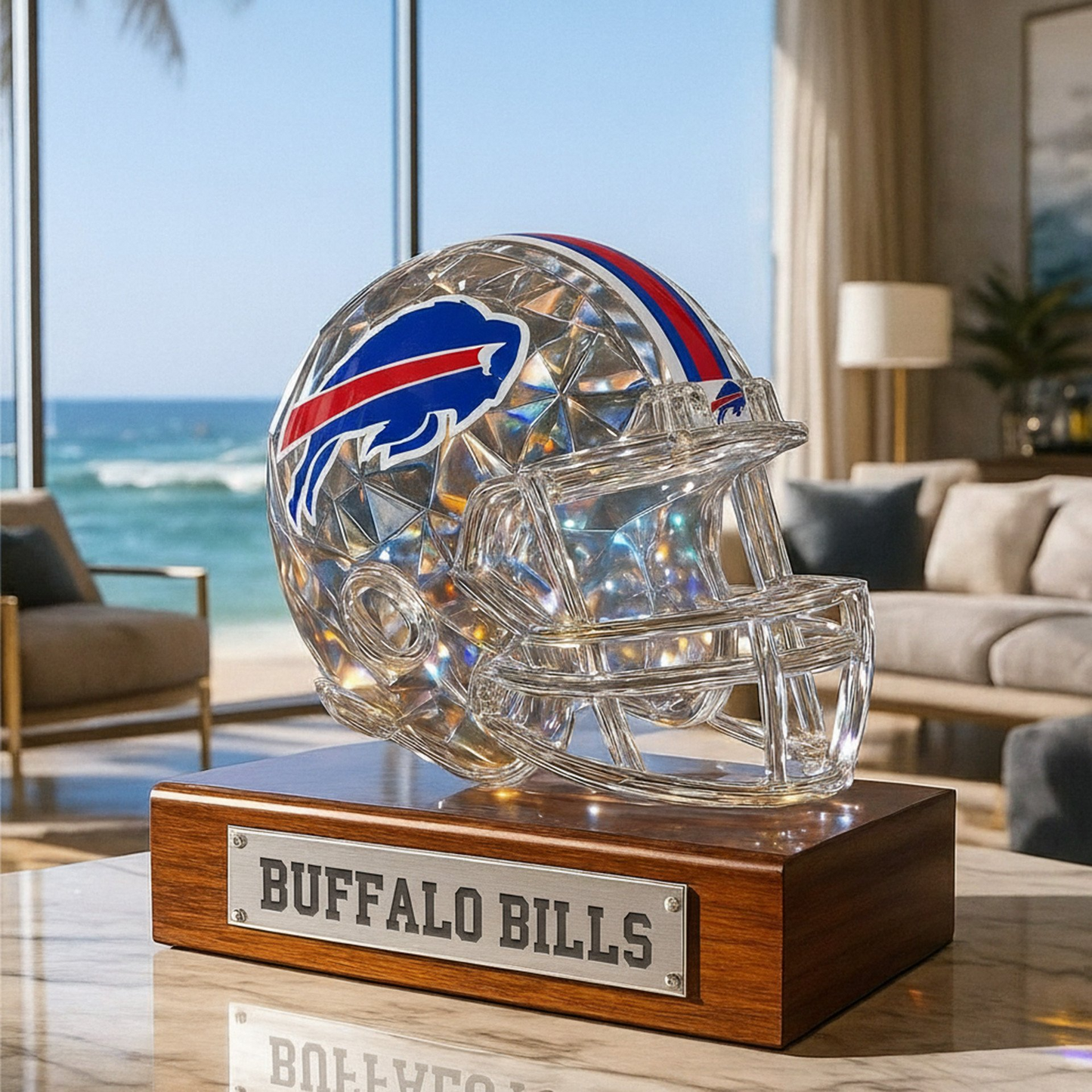 Premium NFL BUF Crystal Style Desktop Ornament V1 NMD  TTV