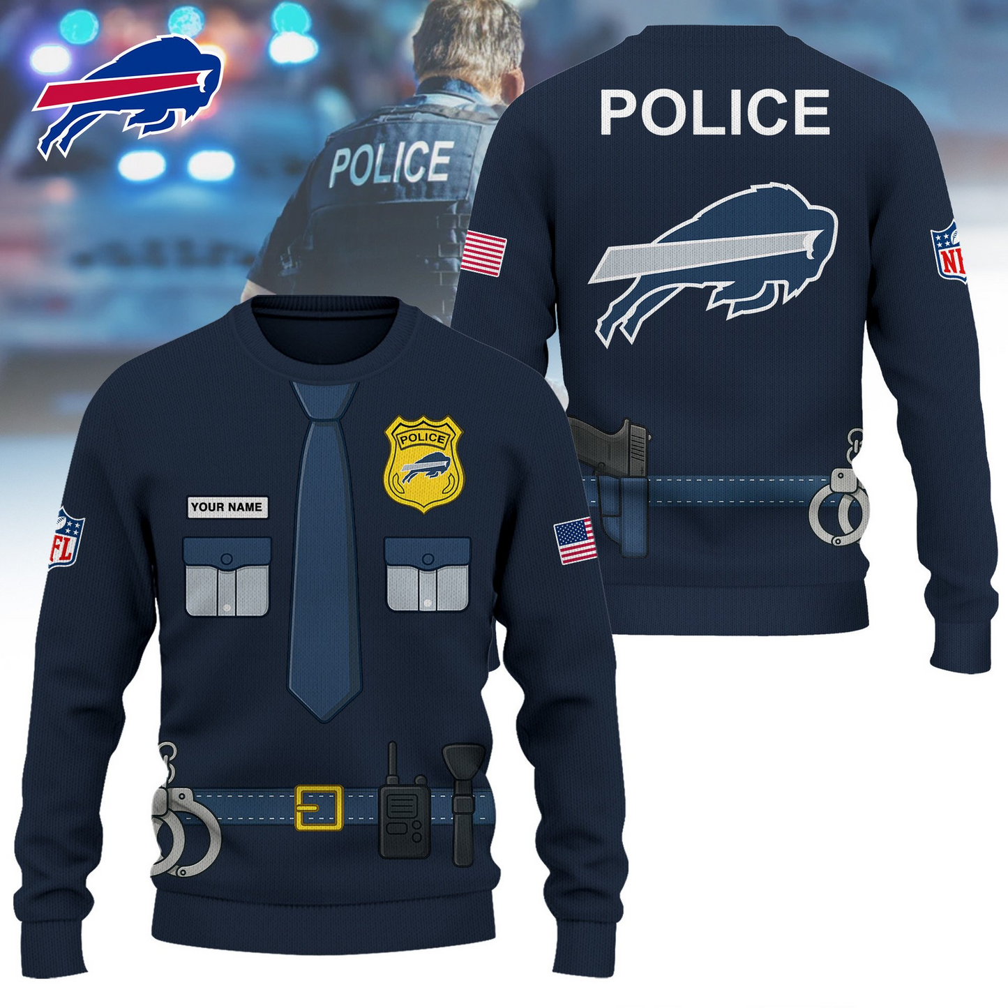 Premium NFL BUF Police Office Costume Shirt V1 NMD TTV
