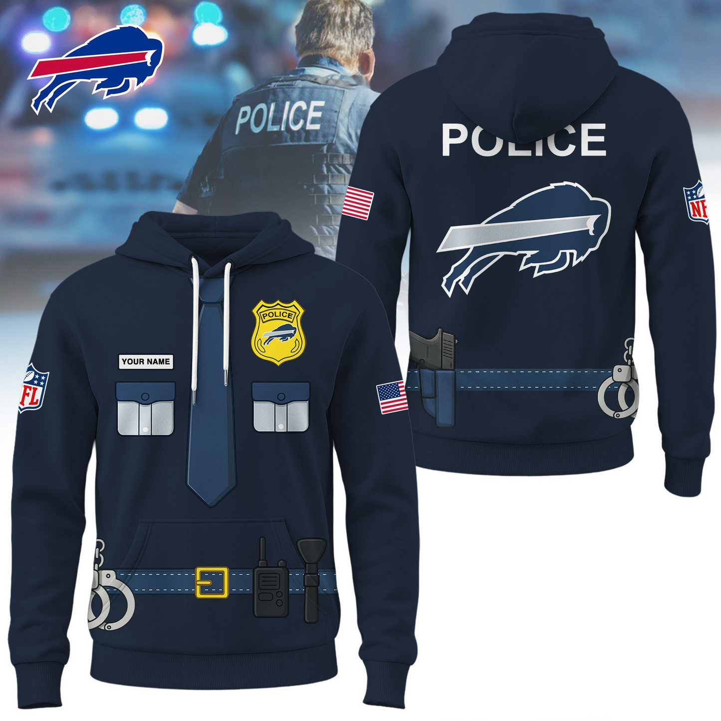 Premium NFL BUF Police Office Costume Shirt V1 NMD TTV