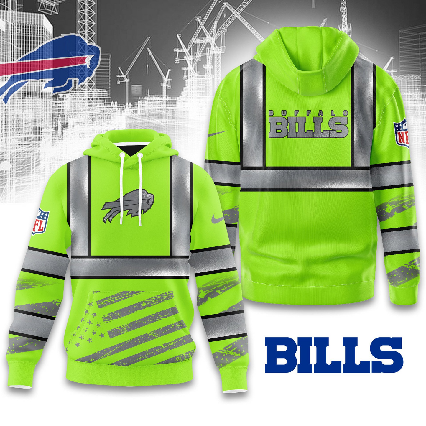 Premium NFL BUF Safety Hi-Vis Hoodie V1 NMD TTV