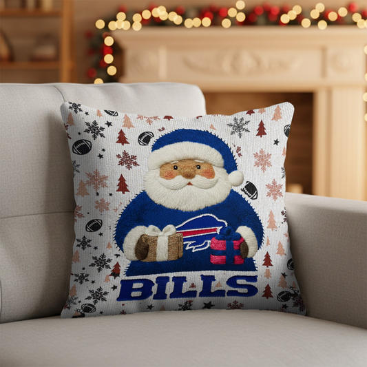 Premium NFL BUF Santa Christmas Pillow V1 NMD TTV