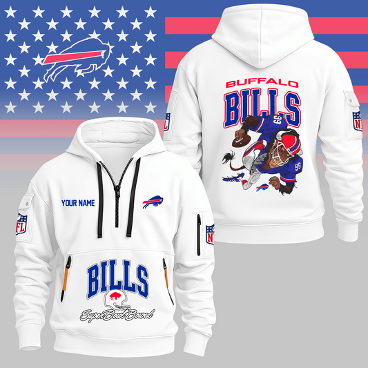 Premium NFL BUF Super Bowl Hoodie Half Zipper V1 NMD TTV