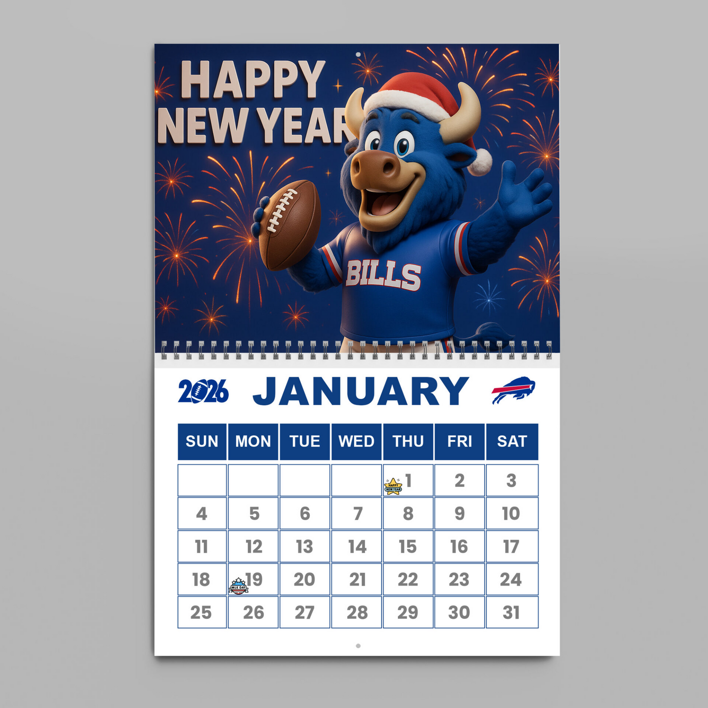 Premium NFL BUF Wall Calendar 2026 V1 NMD TTV