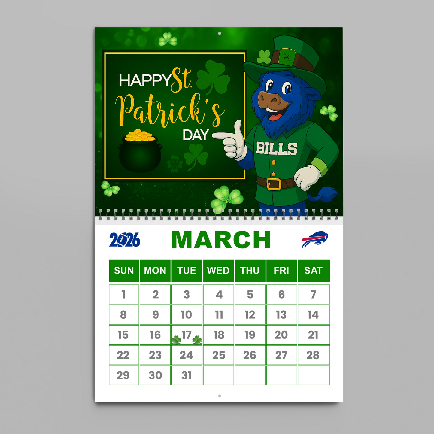 Premium NFL BUF Wall Calendar 2026 V1 NMD TTV