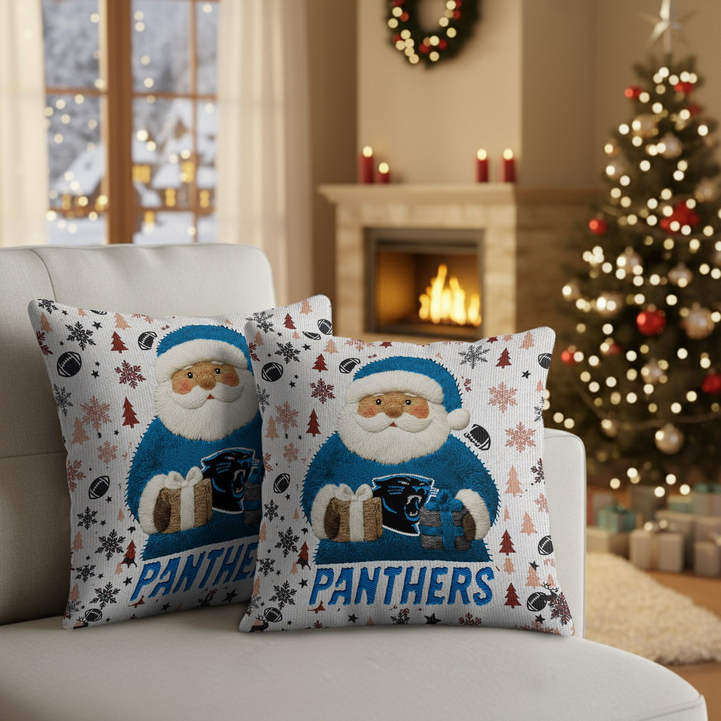 Premium NFL CAR Santa Christmas Pillow V1 NMD TTV