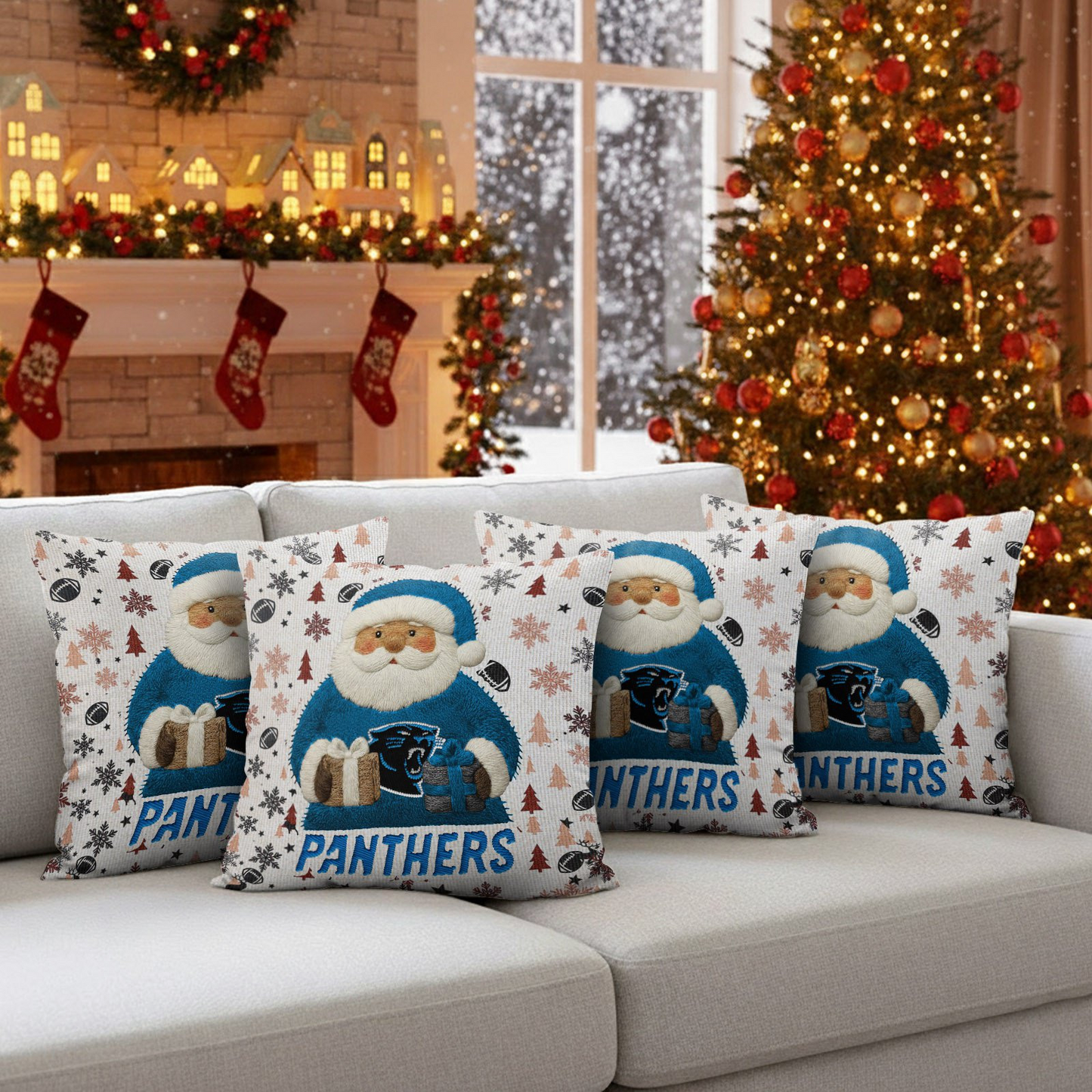 Premium NFL CAR Santa Christmas Pillow V1 NMD TTV