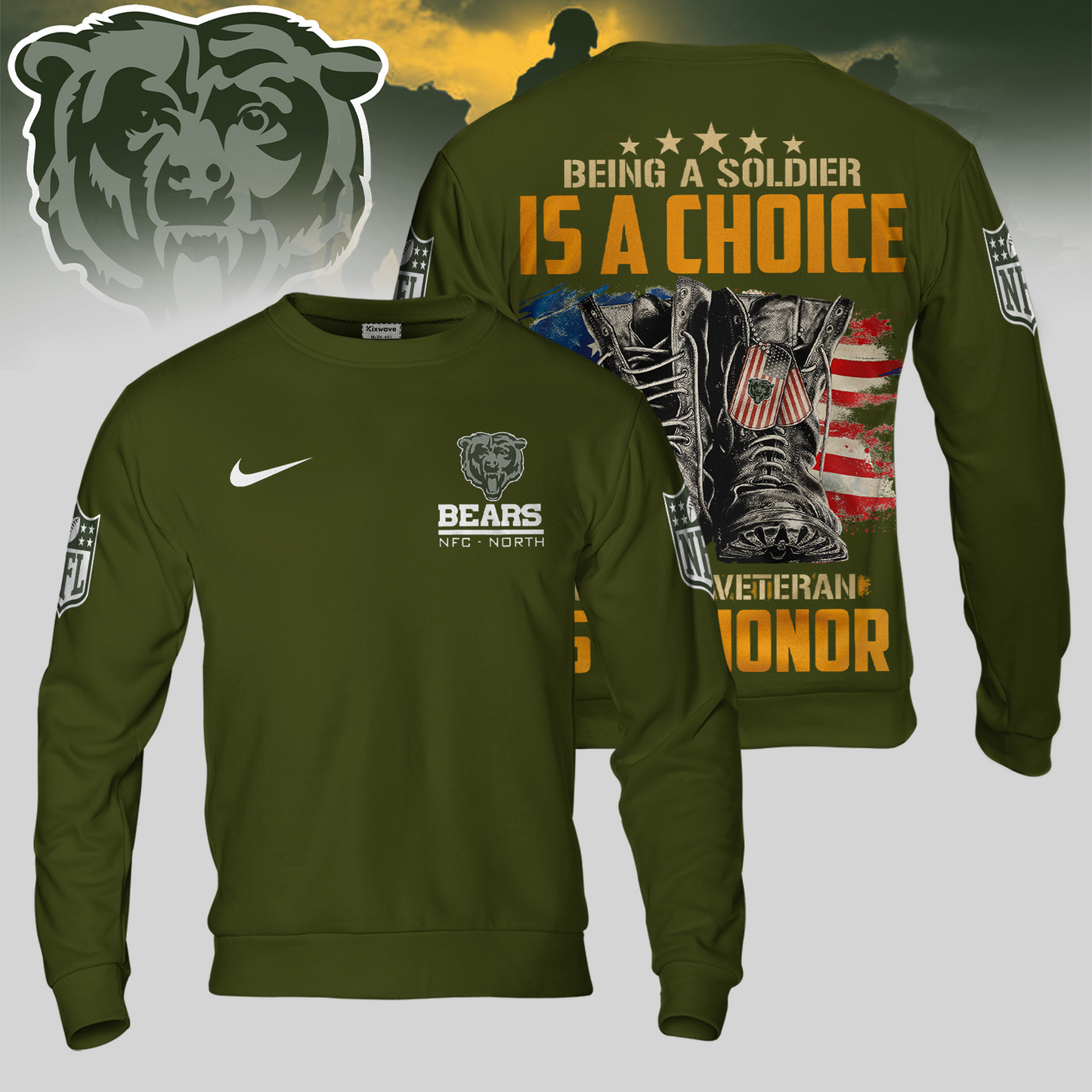 Premium NFL CHI Army Veteran Shirt V1 NMD 221025 TTV