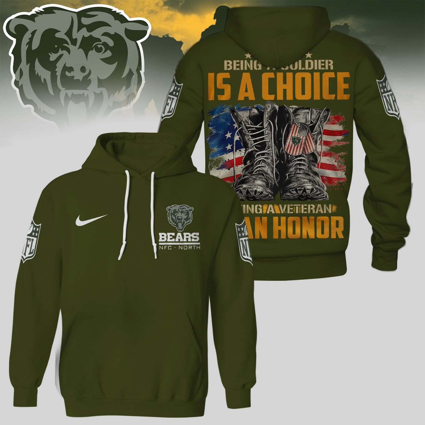 Premium NFL CHI Army Veteran Shirt V1 NMD 221025 TTV