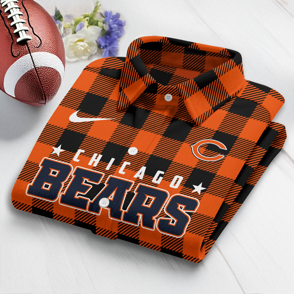 Premium NFL CHI Check Long-sleeve Casual Shirt V1 NMD TTV