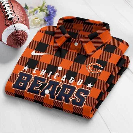Premium NFL CHI Check Long-sleeve Casual Shirt V1 NMD TTV