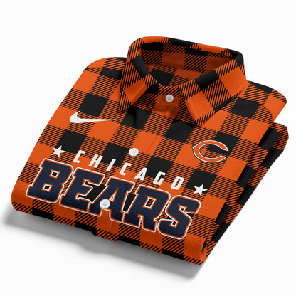 Premium NFL CHI Check Long-sleeve Casual Shirt V1 NMD TTV