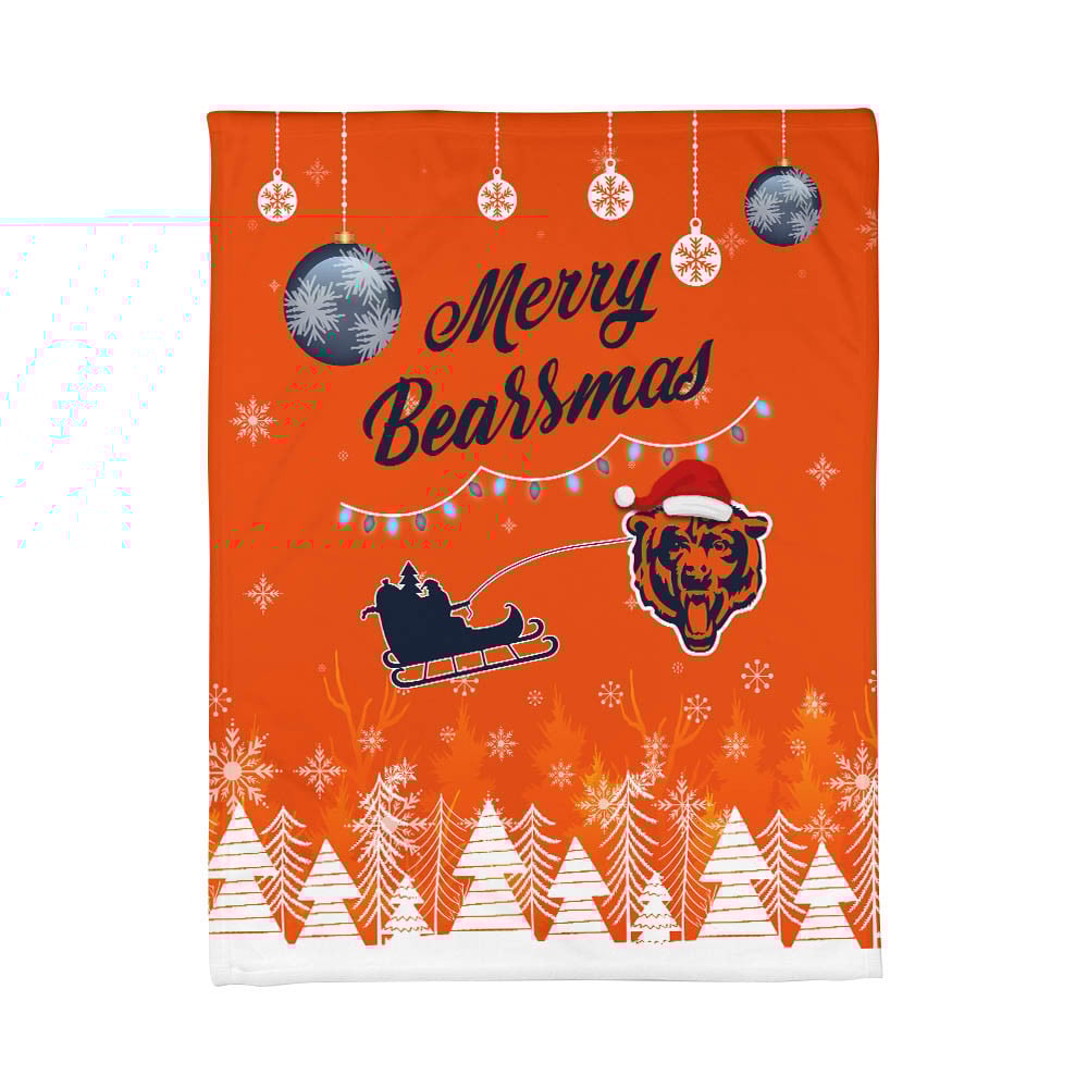 Premium NFL CHI Christmas Fleece Blanket & Throw Pillow Combo V1 NMD NHM