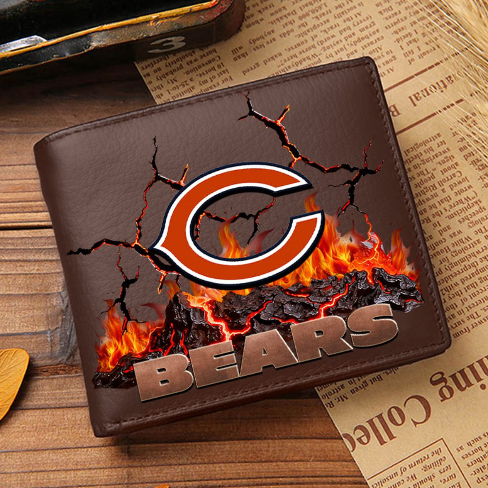 Premium NFL CHI Cracked Fire Leather Wallet V1 NMD TTV
