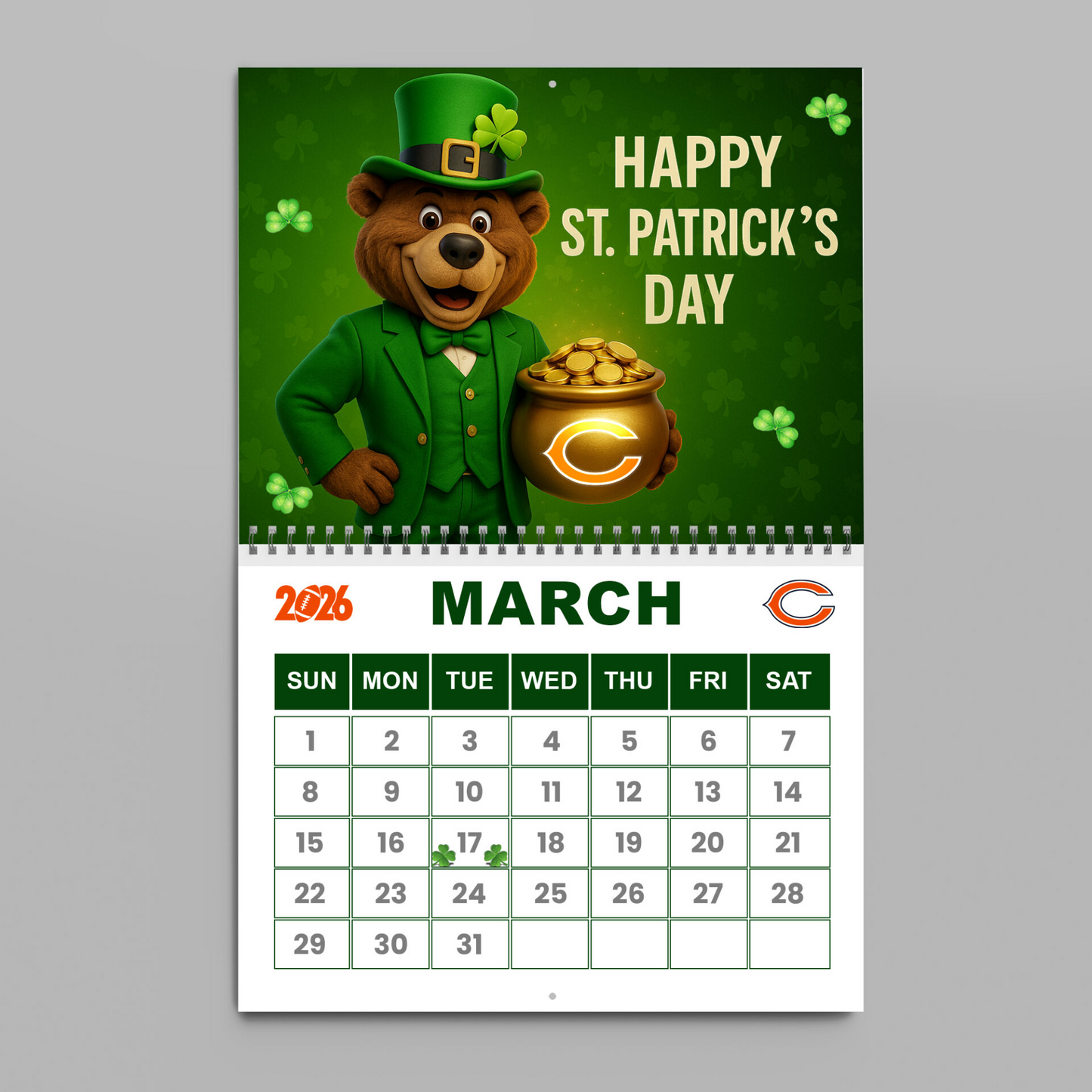 Premium NFL CHI Wall Calendar 2026 V1 NMD TTV