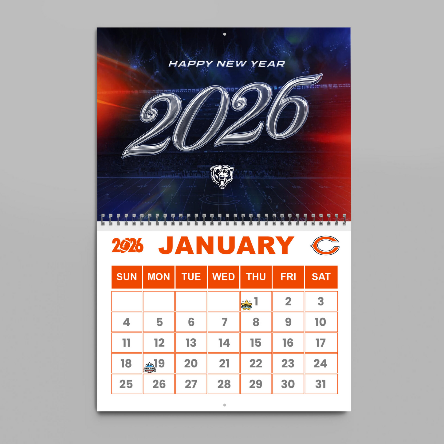 Premium NFL CHI Wall Calendar 2026 V1 NMD TTV