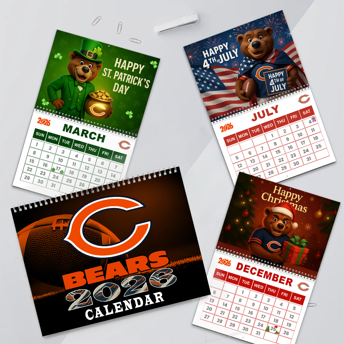 Premium NFL CHI Wall Calendar 2026 V1 NMD TTV