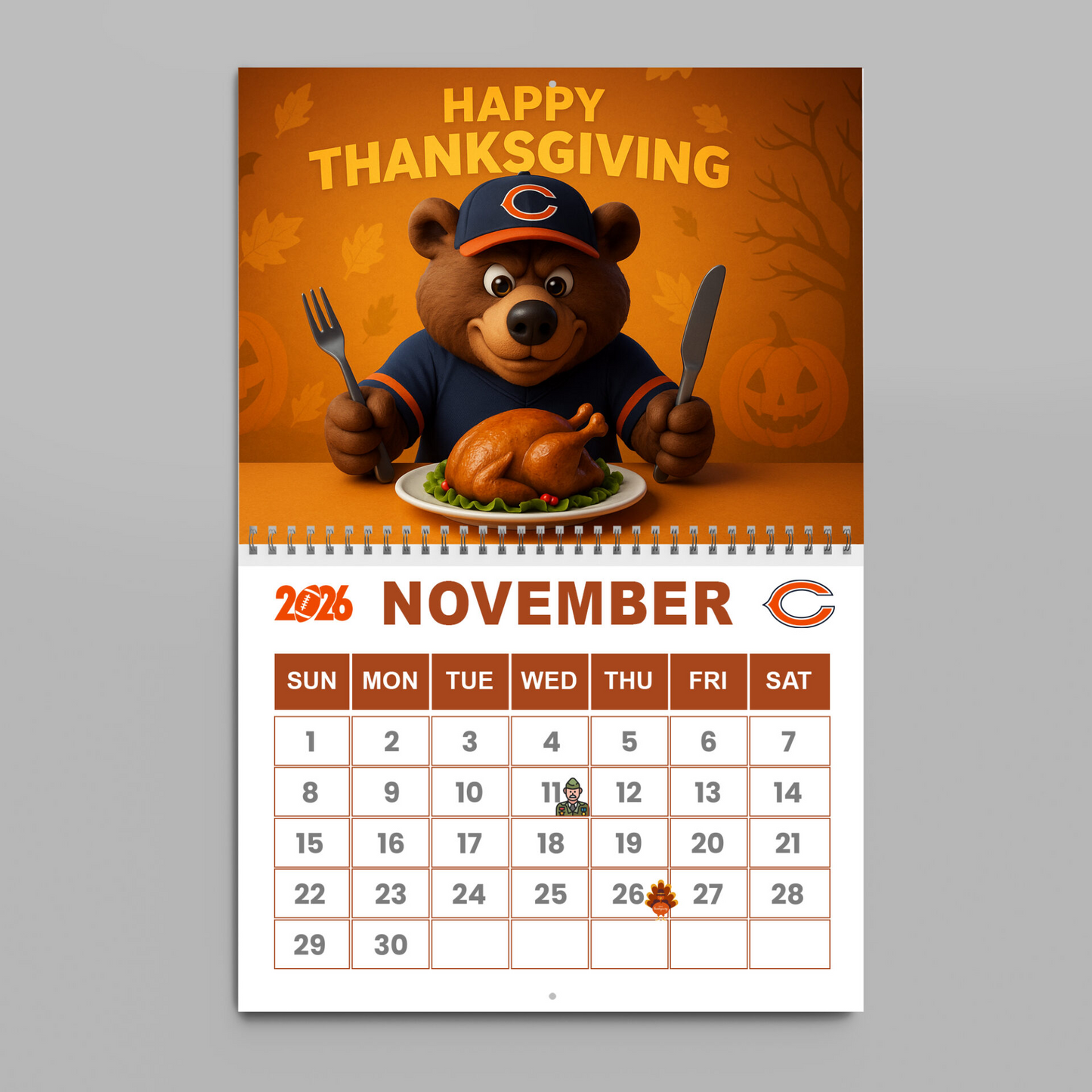 Premium NFL CHI Wall Calendar 2026 V1 NMD TTV