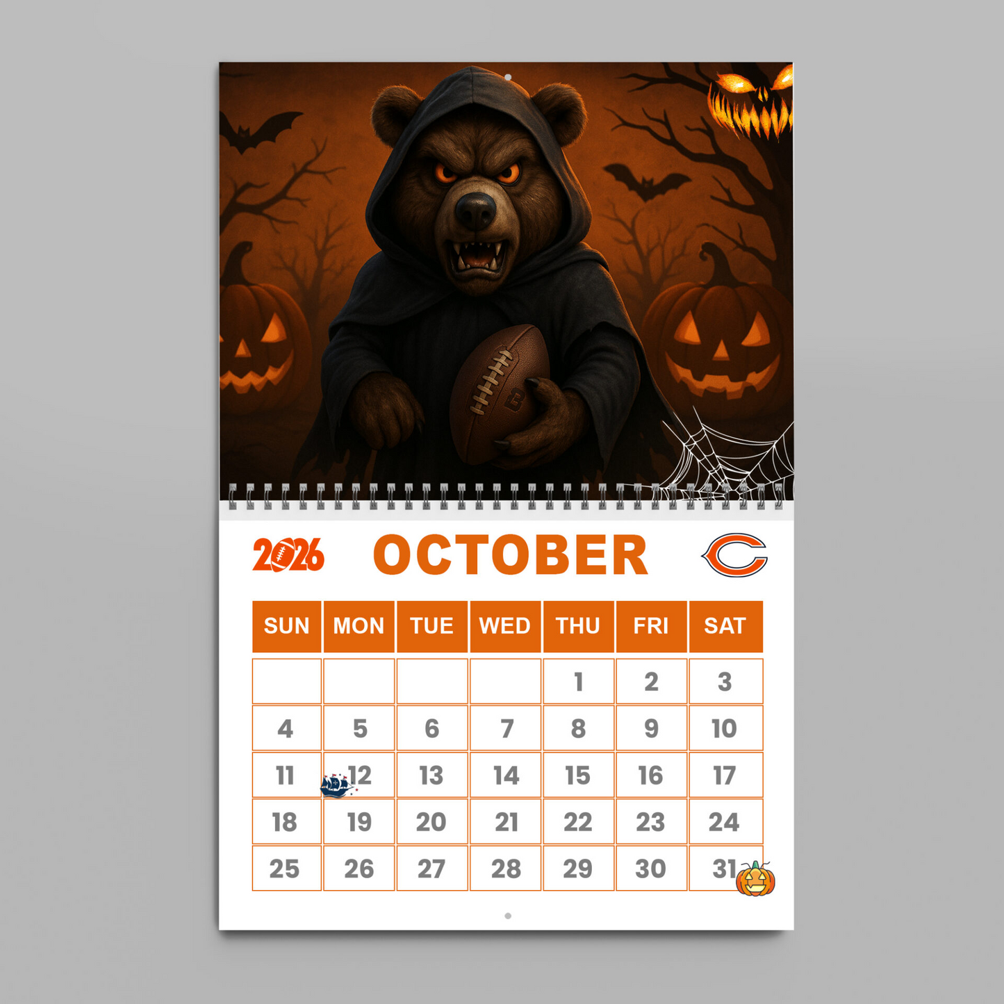 Premium NFL CHI Wall Calendar 2026 V1 NMD TTV