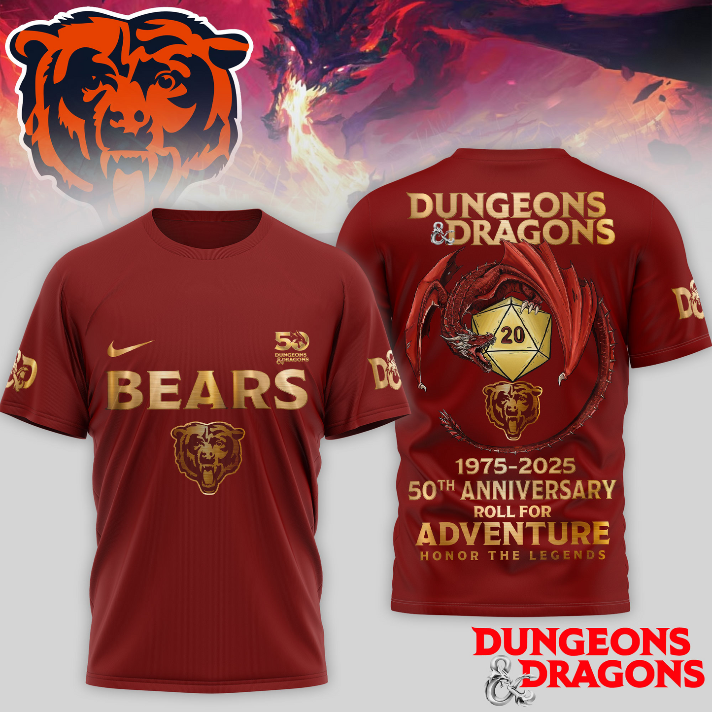 Premium NFL CHI x Dungeons And Dragons 50th Anniversary Shirt V15 NMD TTV
