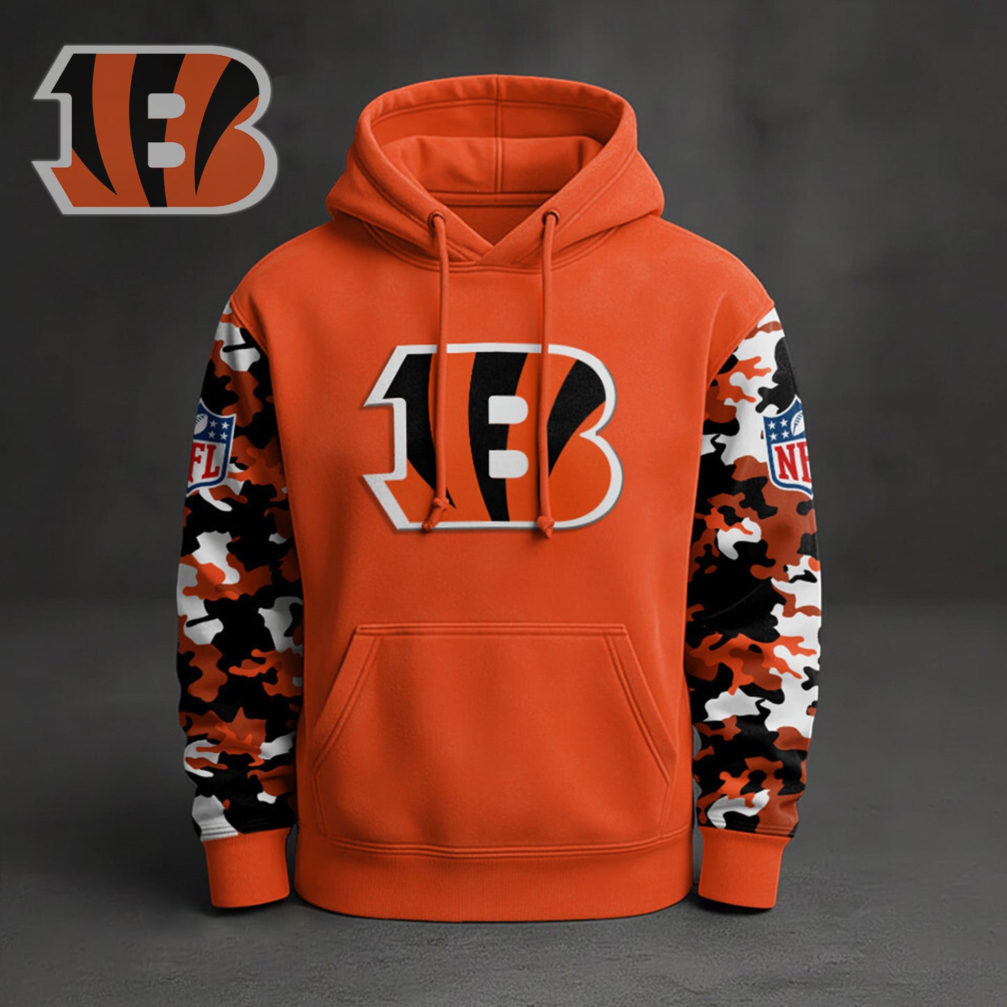 Premium NFL CIN Camo Arm Pullover Hoodie V1 NMD NHM