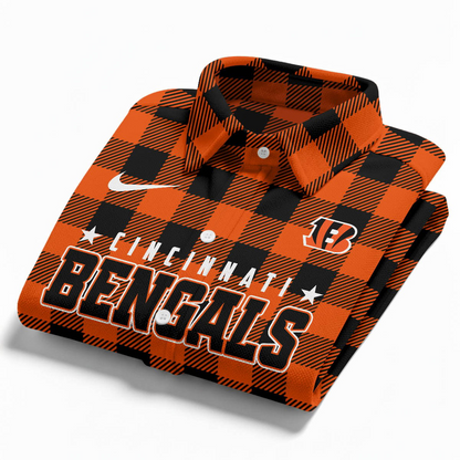 Premium NFL CIN Check Long-sleeve Casual Shirt V1 NMD TTV