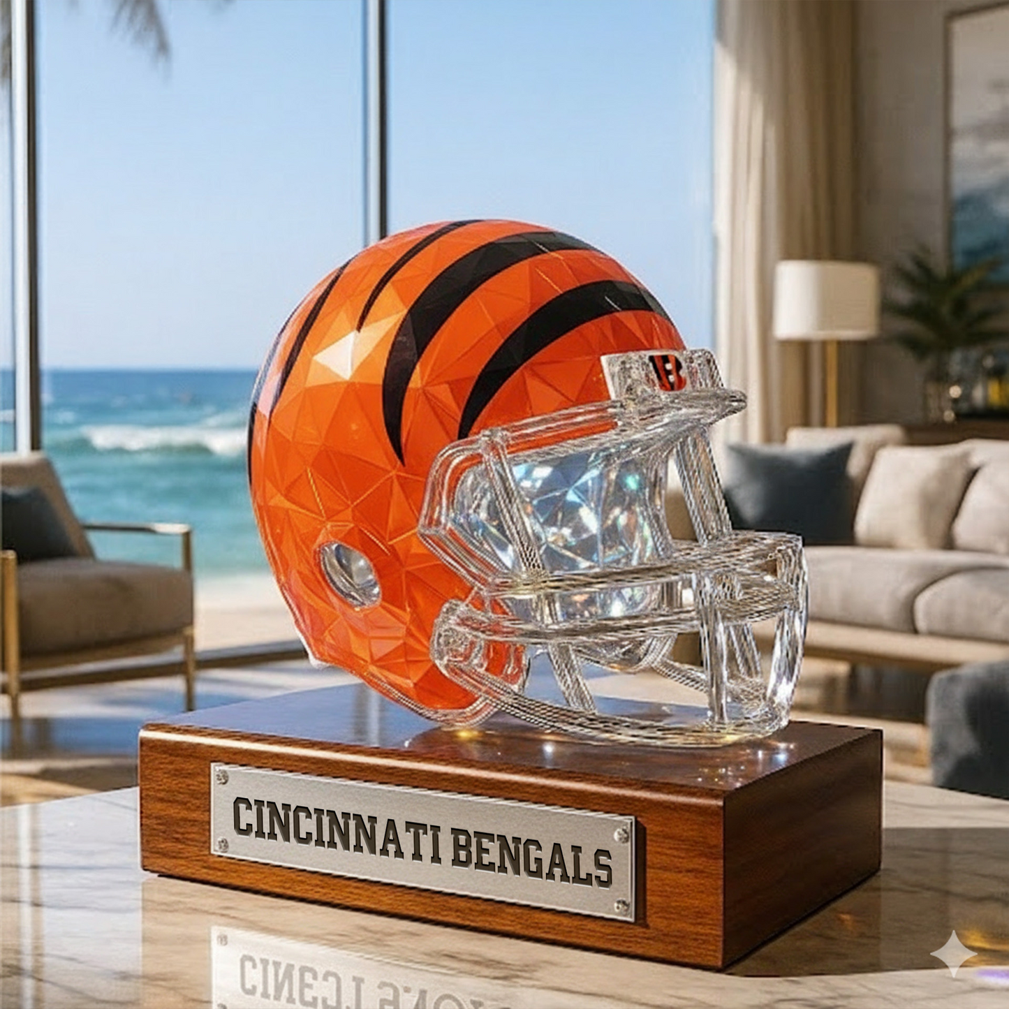 Premium NFL CIN Crystal Style Desktop Ornament V1 NMD  TTV