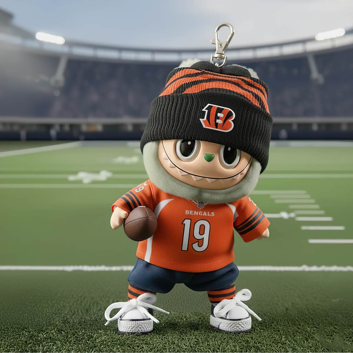 Premium NFL CIN x Labubu Mini Plush Keychain V1 NMD TTV