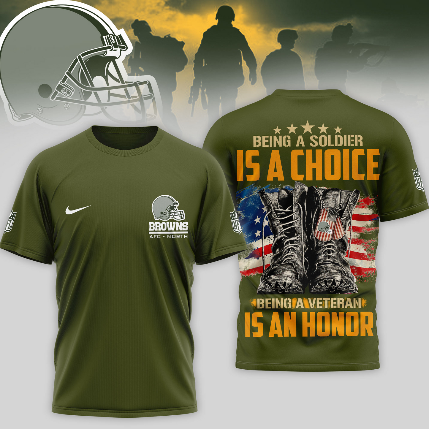 Premium NFL CLE Army Veteran Shirt V1 NMD 221025 TTV