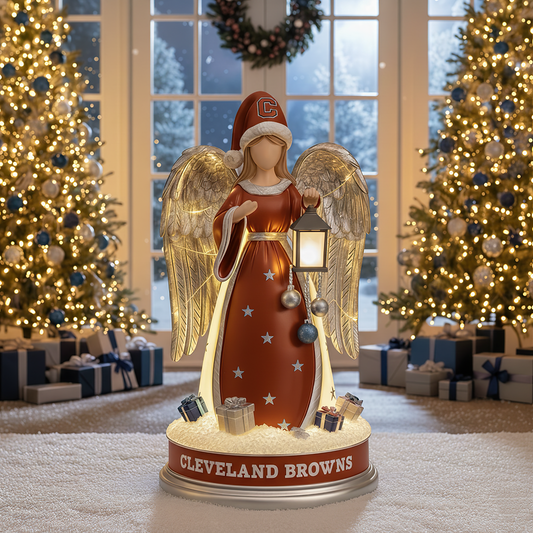 Premium NFL CLE Christmas Angel Statue Led Light V1 NMD TTV