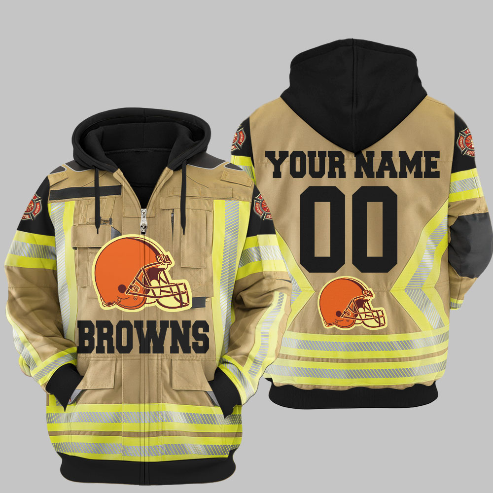 Premium NFL CLE Firefighter Zip Hoodie V1 NMD TTV