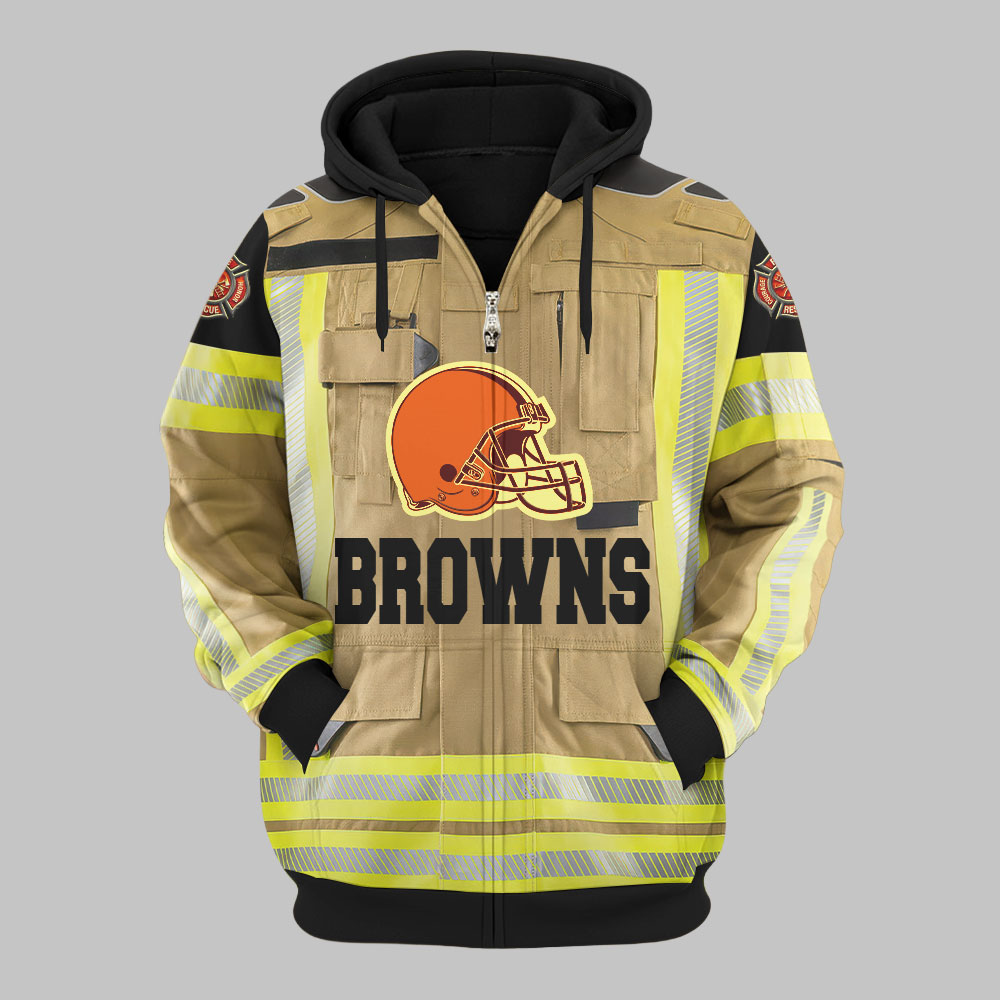 Premium NFL CLE Firefighter Zip Hoodie V1 NMD TTV