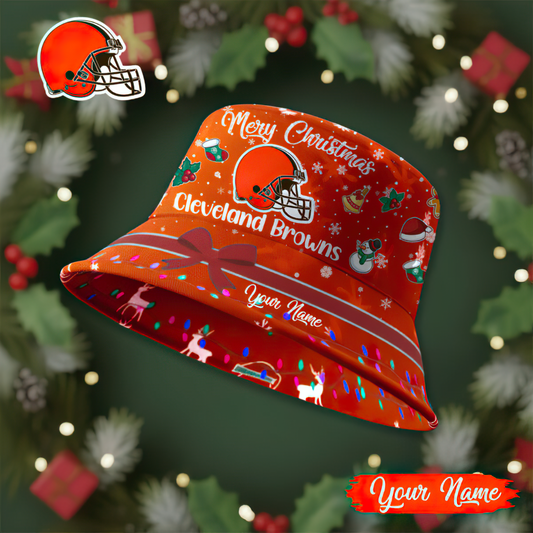 Premium NFL CLE Merry Christmas Bucket Hat V1 NMD TTV