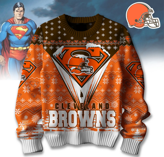 Premium NFL CLE Merry Super Christmas Sweater V1 NMD TTV