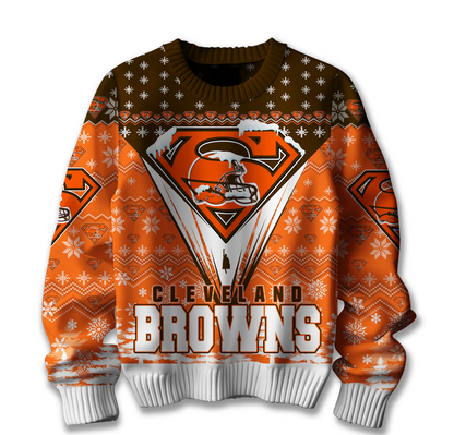 Premium NFL CLE Merry Super Christmas Sweater V1 NMD TTV