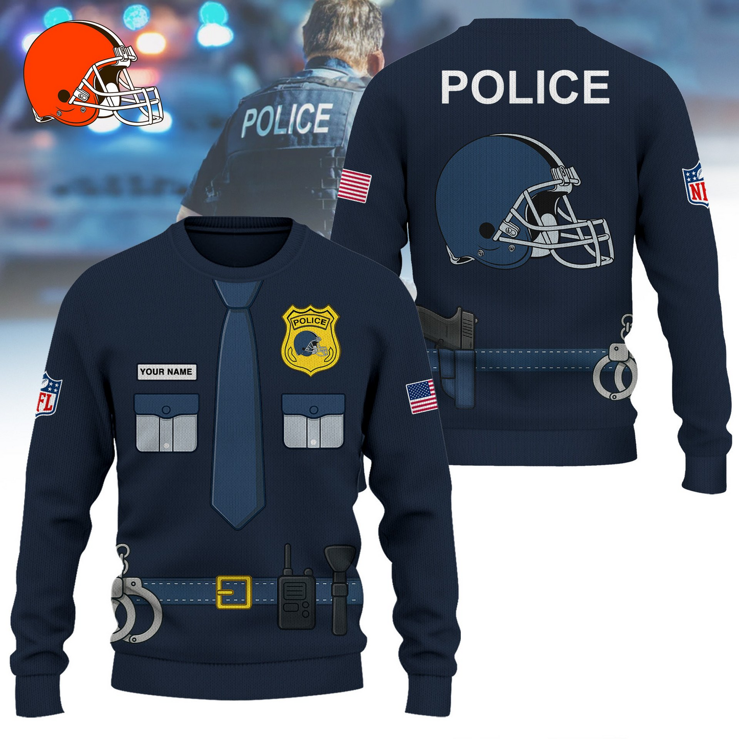 Premium NFL CLE Police Office Costume Shirt V1 NMD TTV