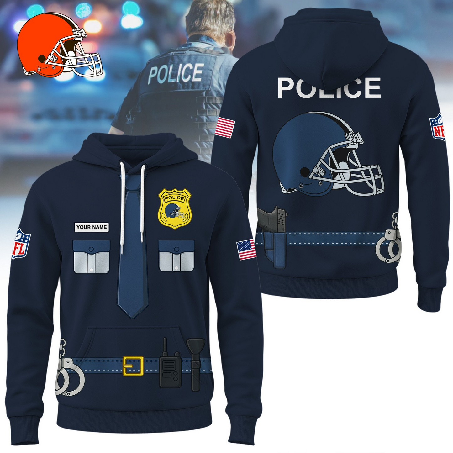 Premium NFL CLE Police Office Costume Shirt V1 NMD TTV