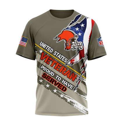Premium NFL CLE Proud U.S. Veteran T-shirt V1 NMD TTV