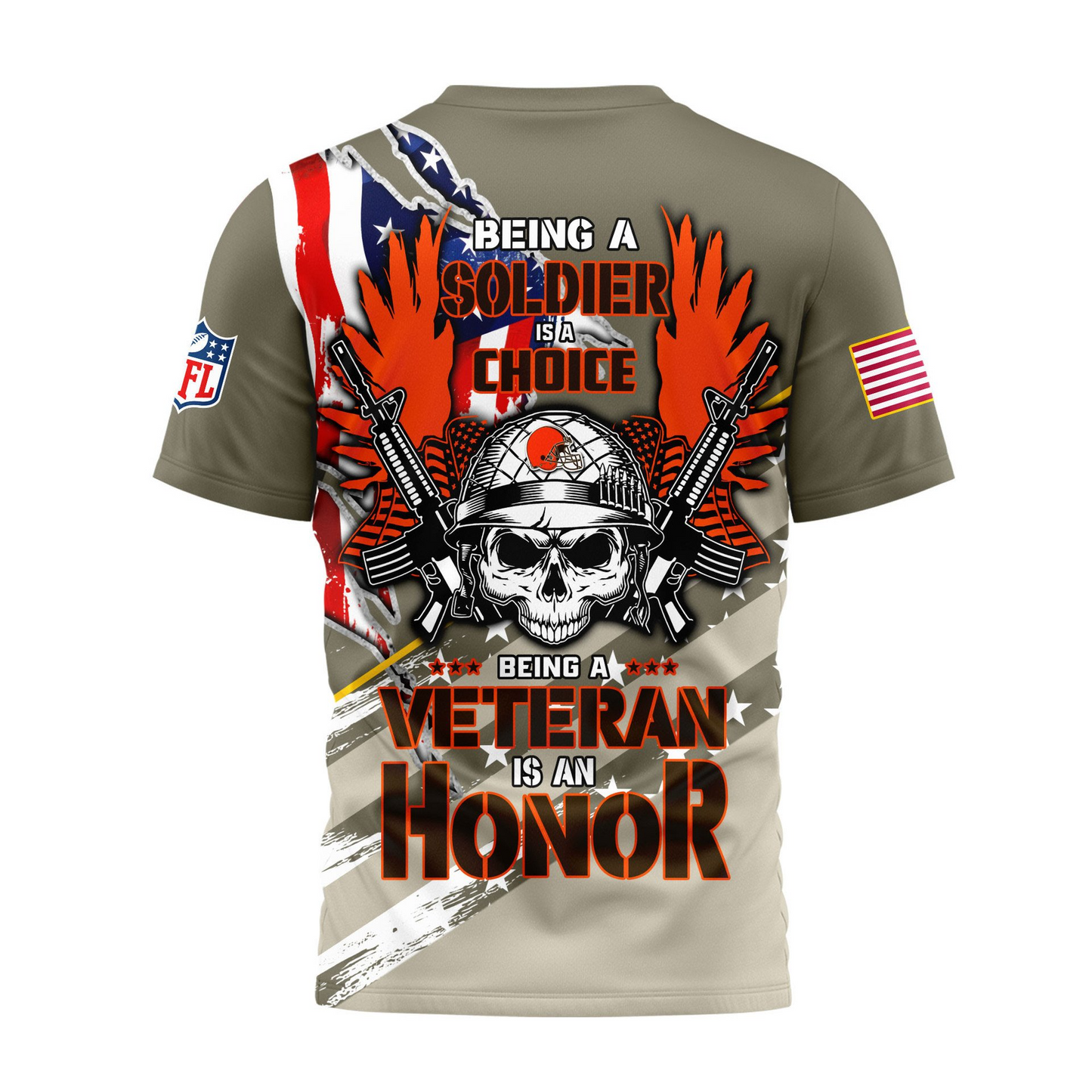 Premium NFL CLE Proud U.S. Veteran T-shirt V1 NMD TTV