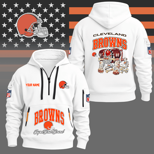 Premium NFL CLE Super Bowl Hoodie Half Zipper V1 NMD TTV