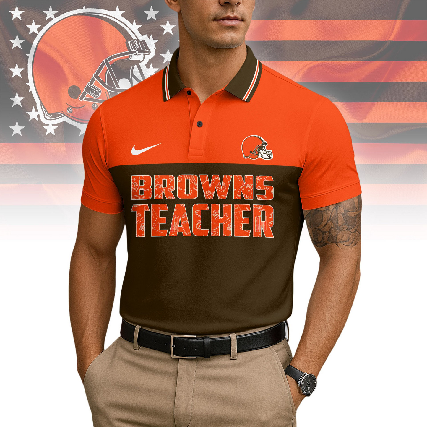 Premium NFL CLE Teacher Appreciation Polo Shirt V15 NMD TTV