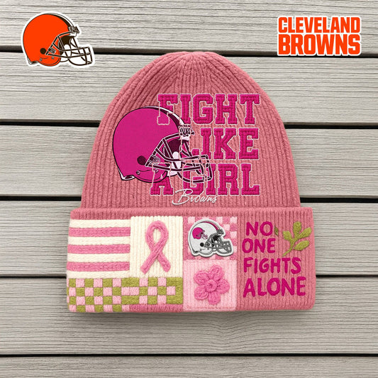 Premium NFL CLE x Fight Like A Girl Beanie Hat NDT NHM