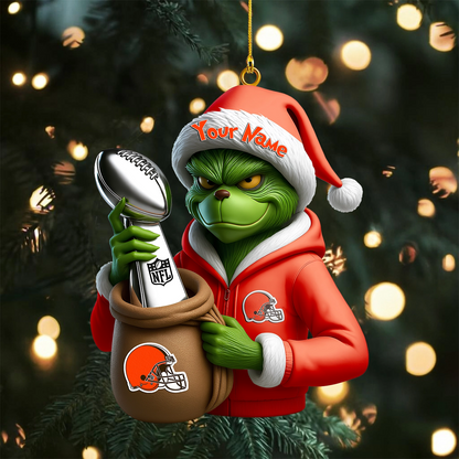 Premium NFL CLE x The Grinch Christmas Ornament V1 NMD TTV